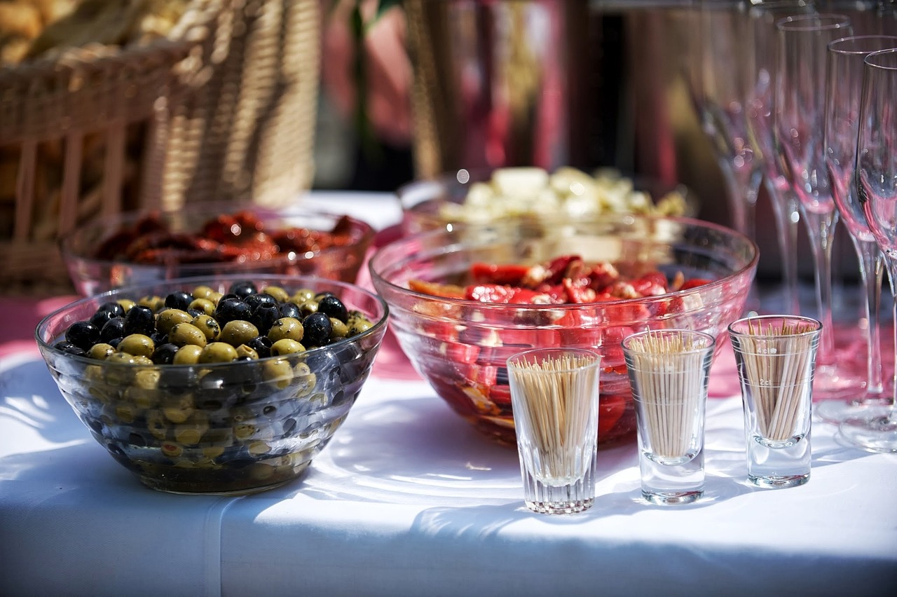 Bruiloft buffet sandwich tafel